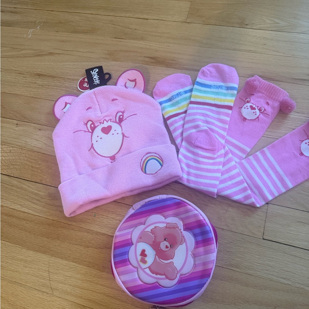 Care Bears Pink Plush Bear Hat with Heart Tag